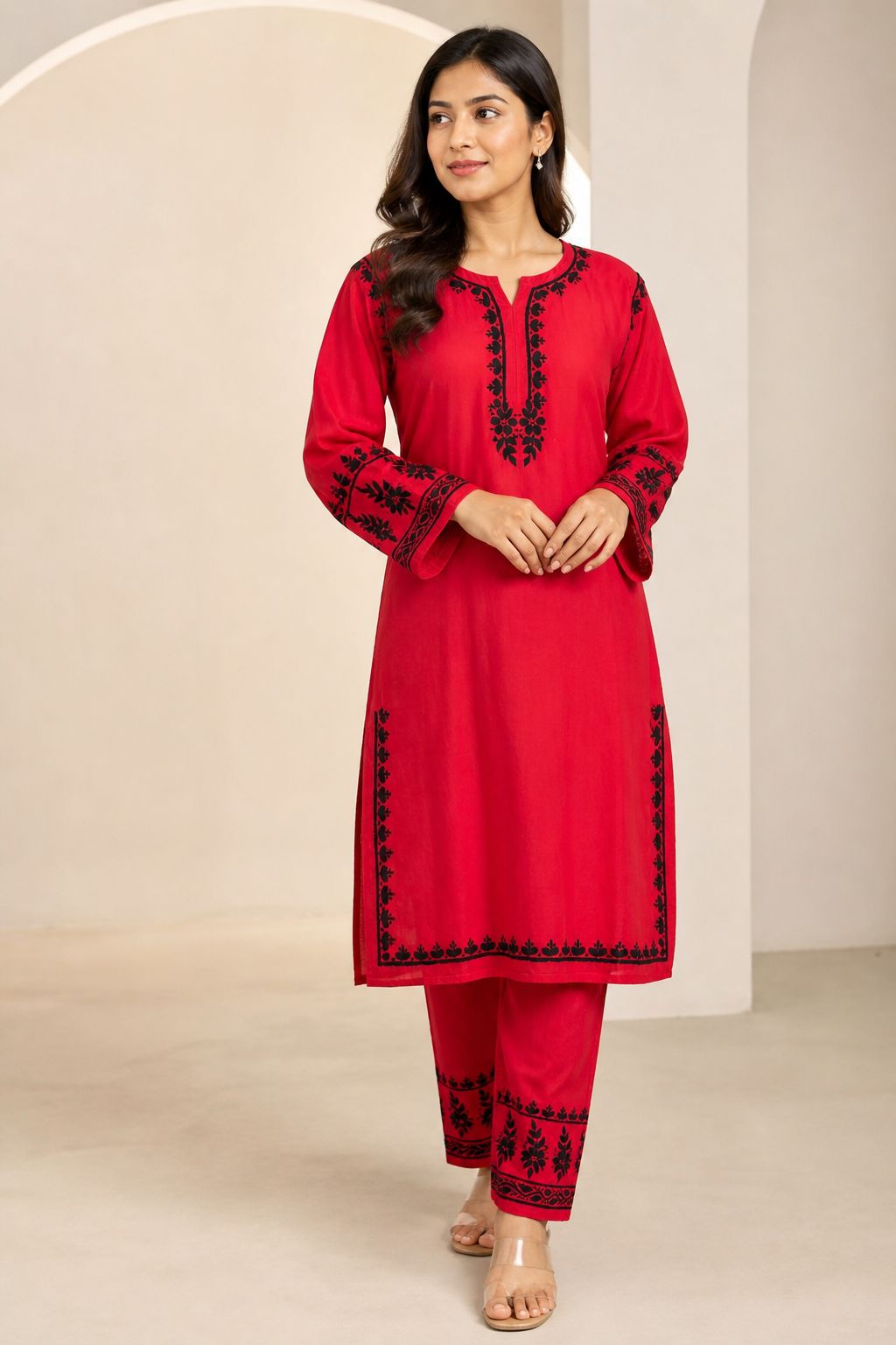Rayon Co-ord Set | Red