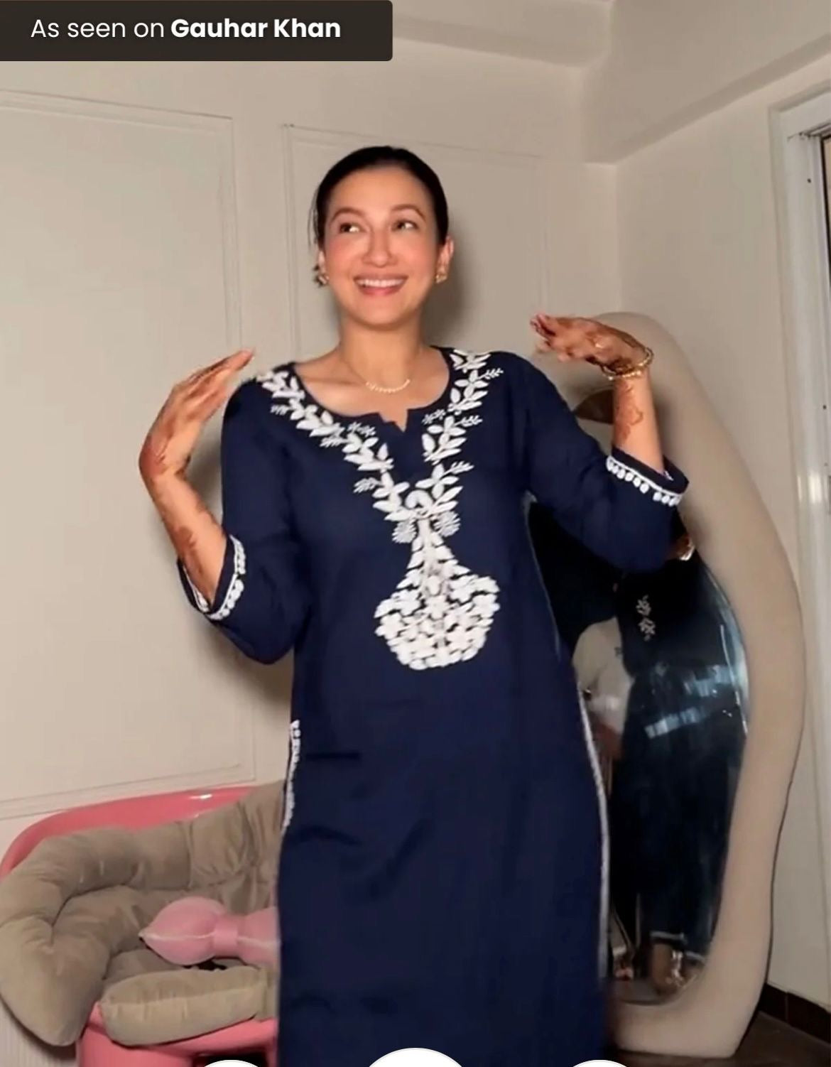Celebrity-Inspired Rayon Chikankari Kurta Set