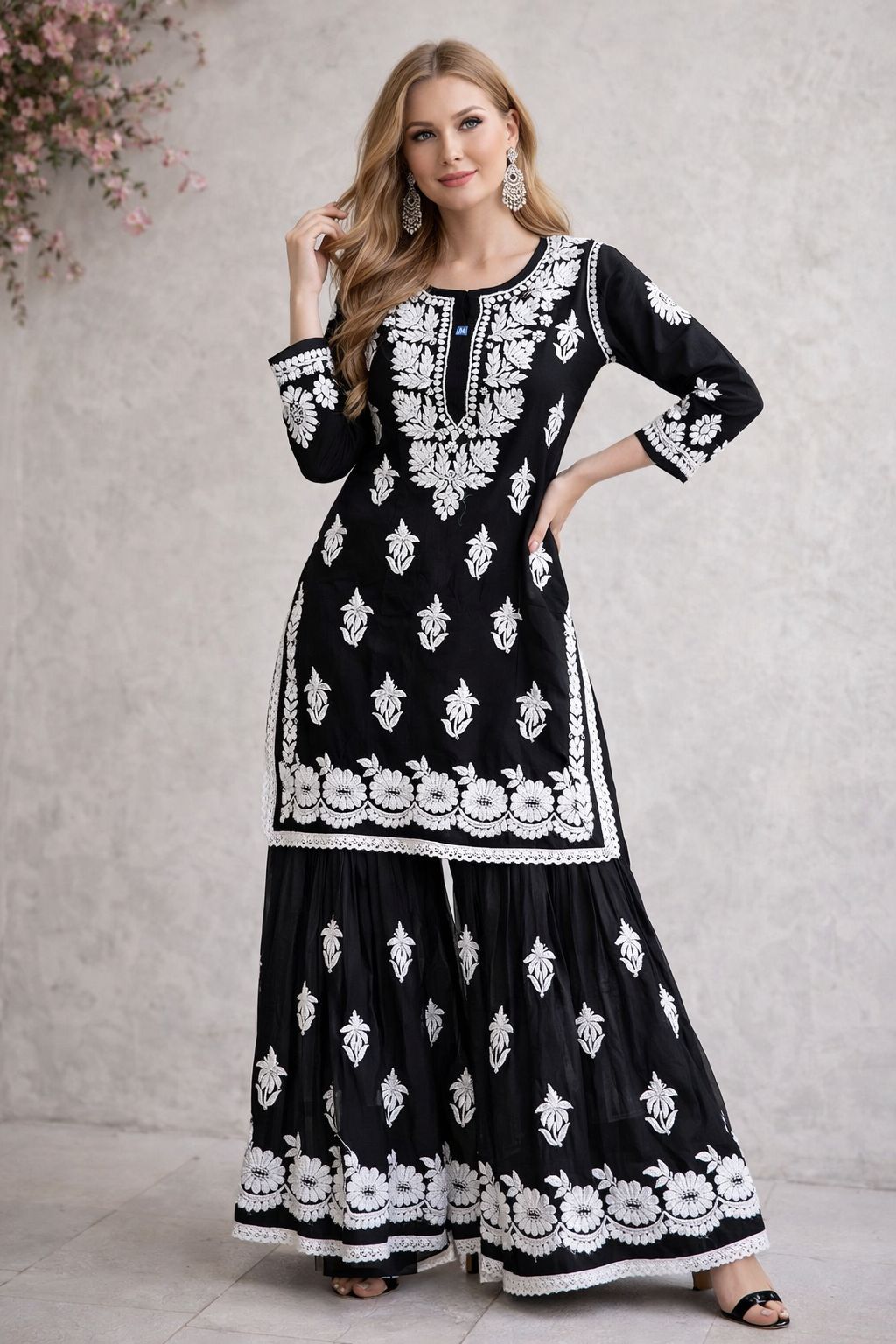 Rayon Chikankari Sharara Set