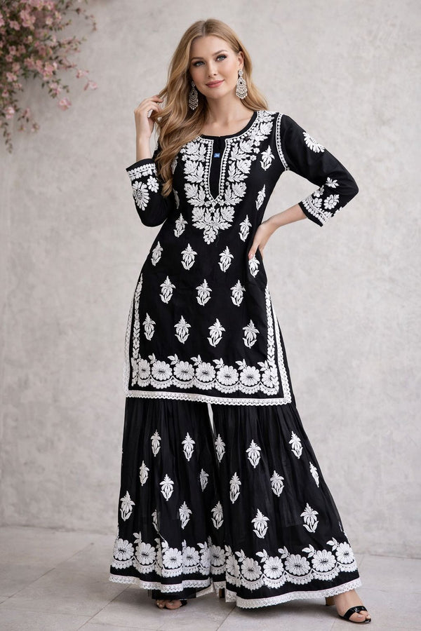 Rayon Chikankari Sharara Set