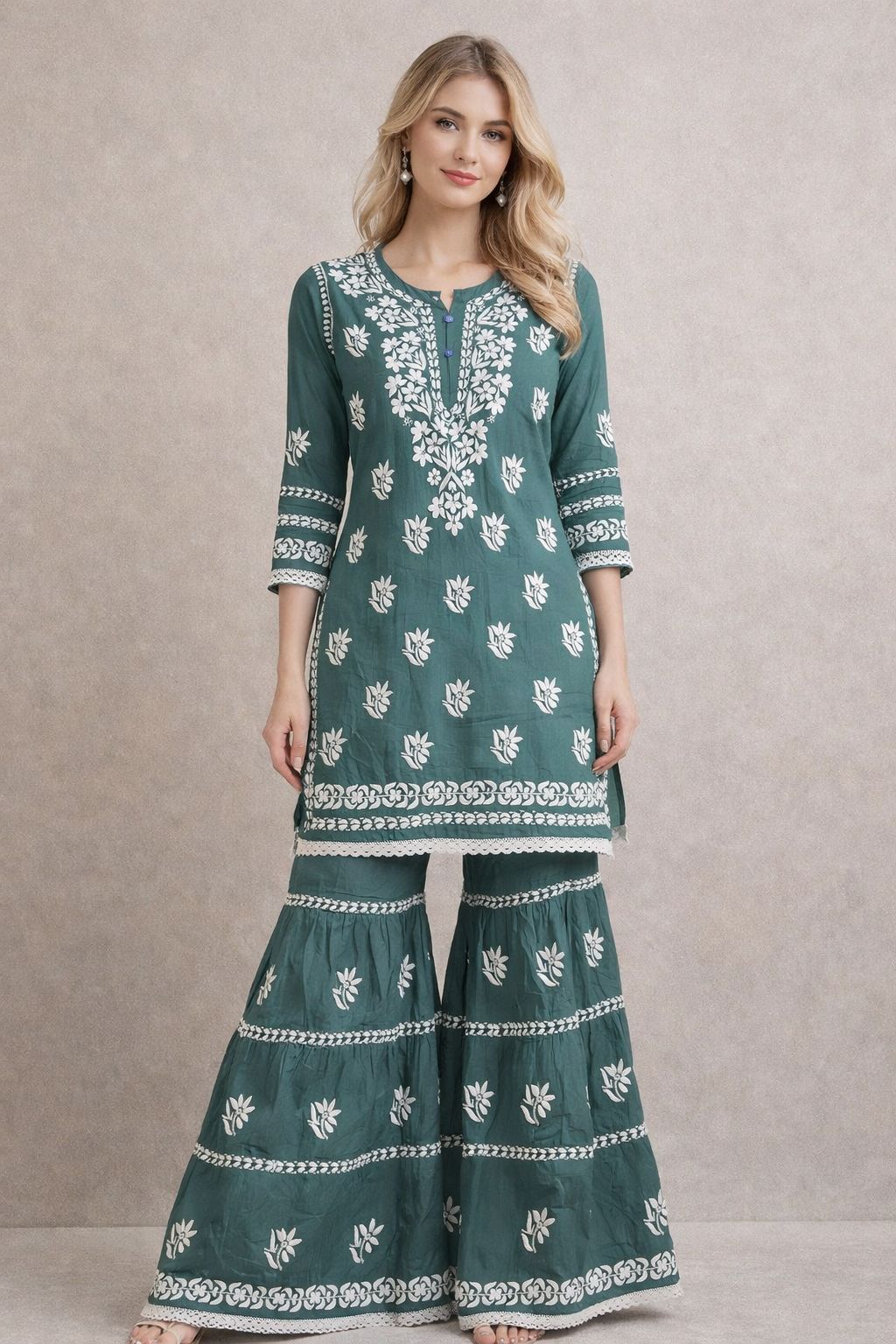 Rayon Chikankari Sharara Set