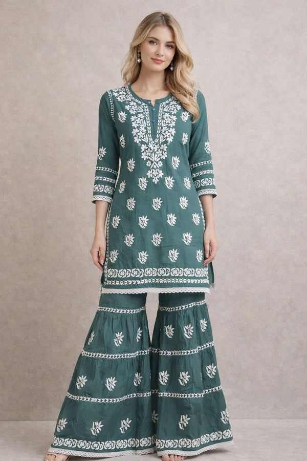 Rayon Chikankari Sharara Set