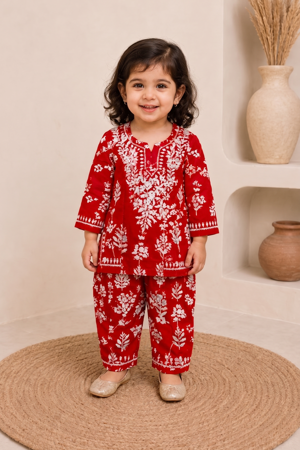 Kids Kurti Set | Red