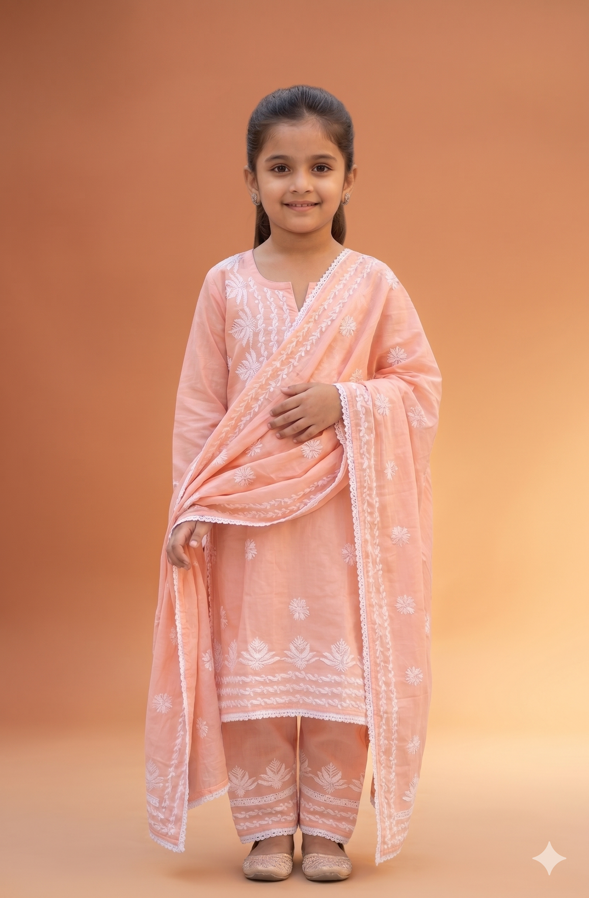 Kids Chikankari Kurta Set with Dupatta