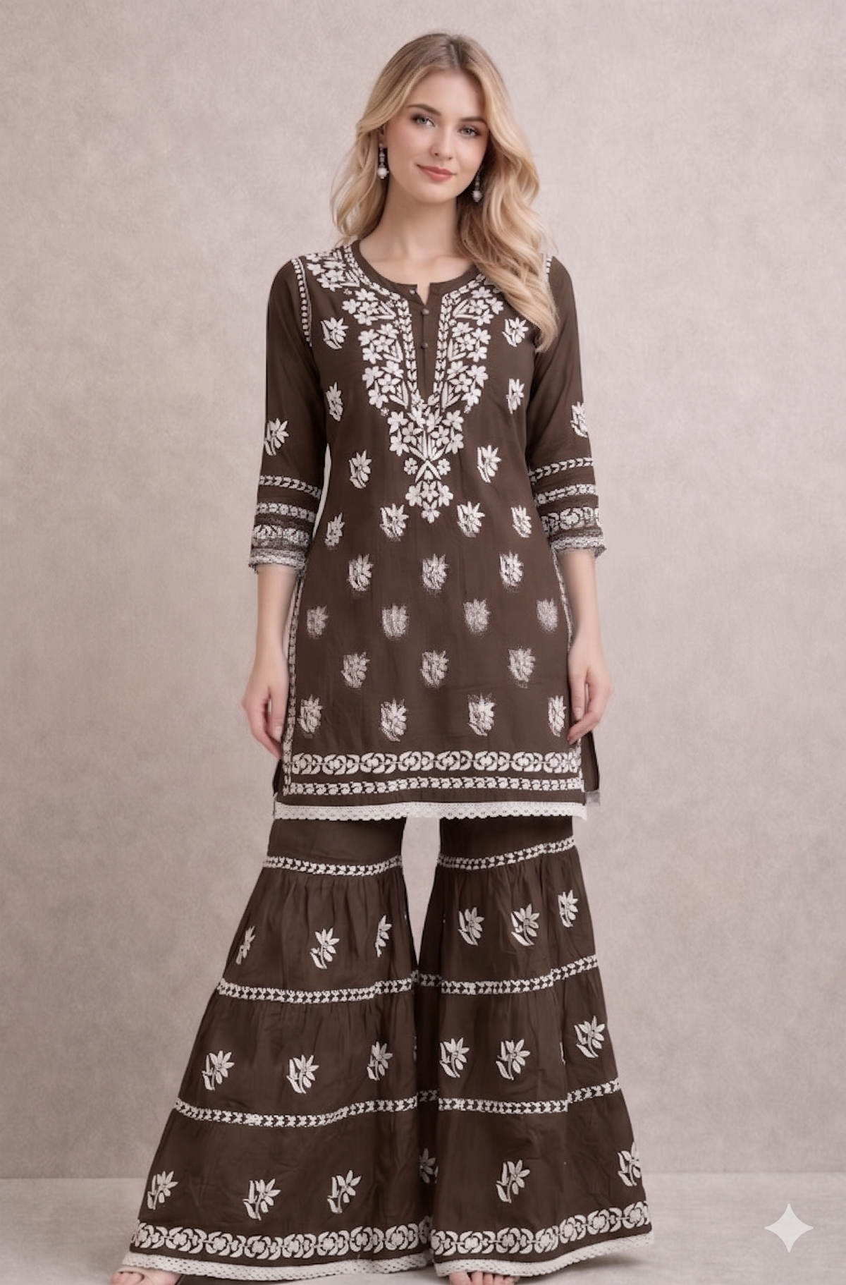 Rayon Chikankari Sharara Set