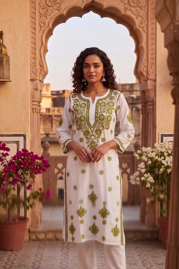 Floral Chikankari Kurti