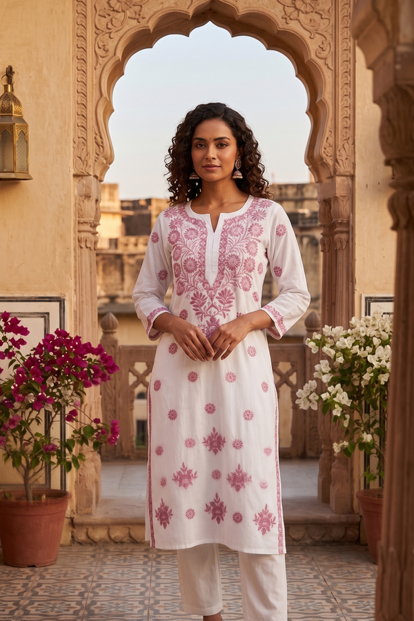 Floral Chikankari Kurti