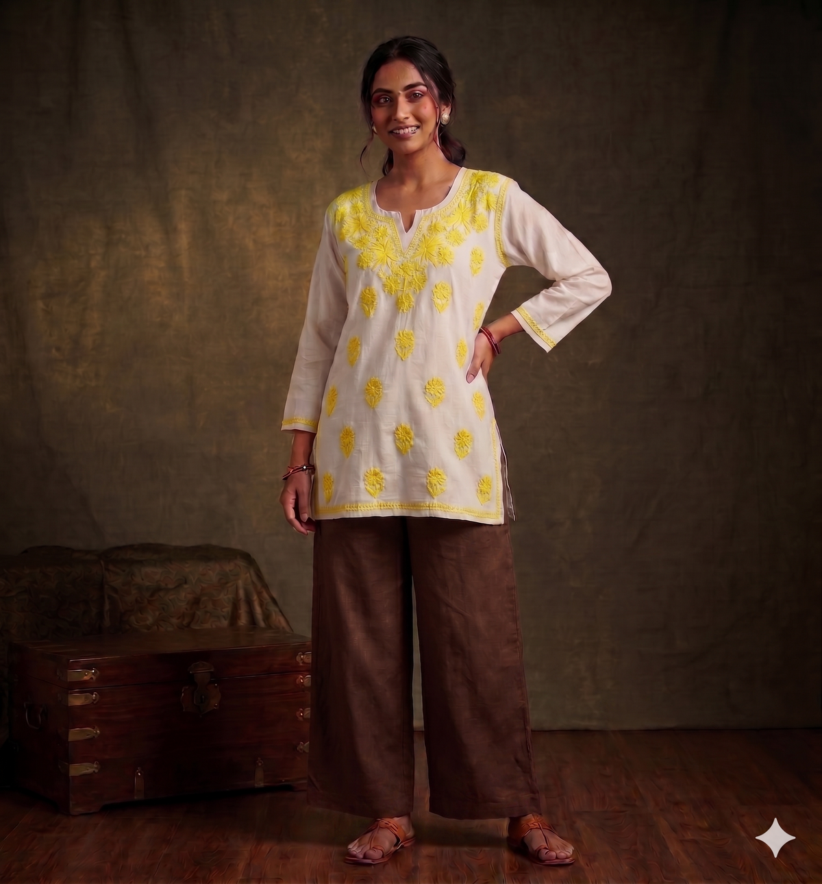 White Short Mul Cotton Kurti