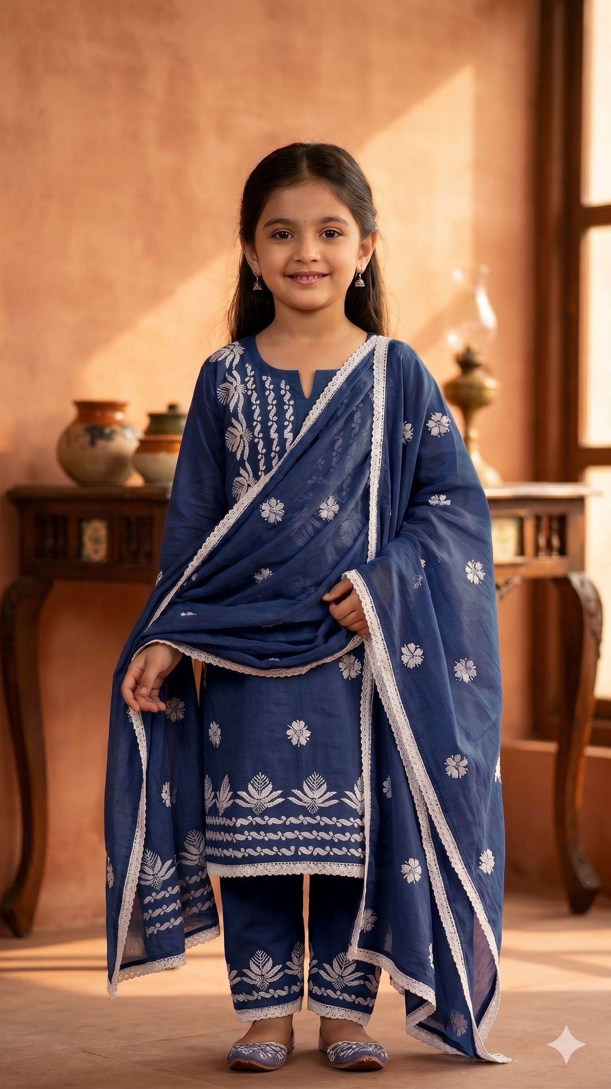 Kids Chikankari Kurta Set with Dupatta
