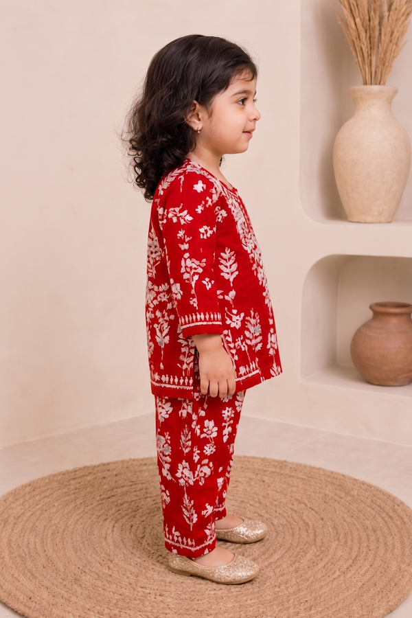 Kids Kurti Set | Red