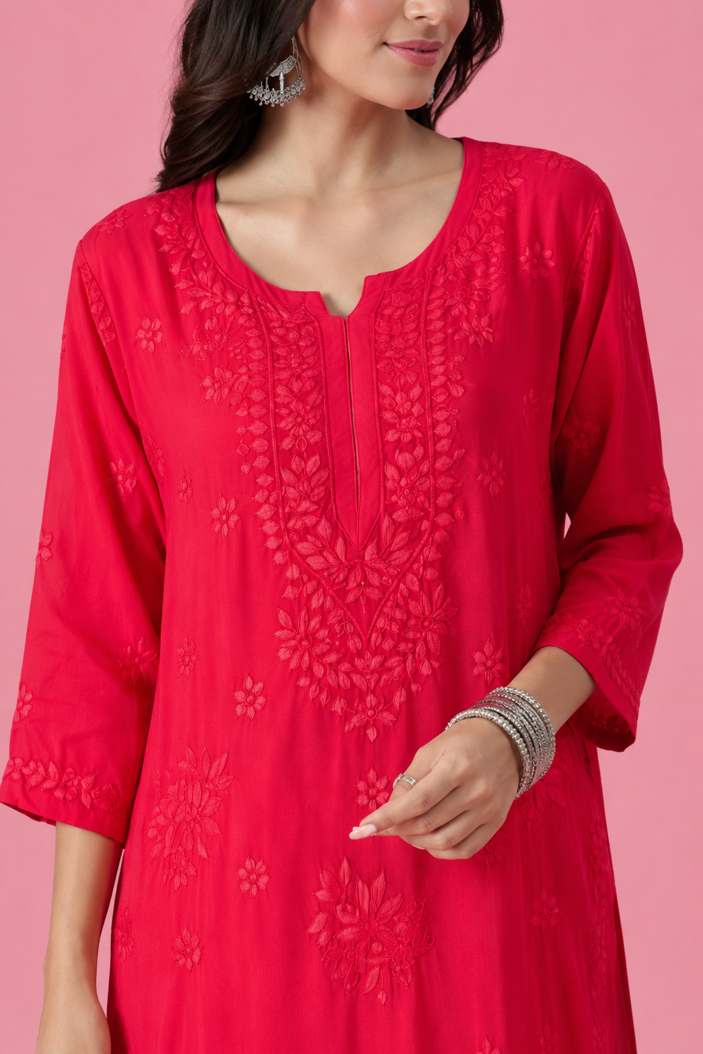 Viscose Georgette Red Kurta