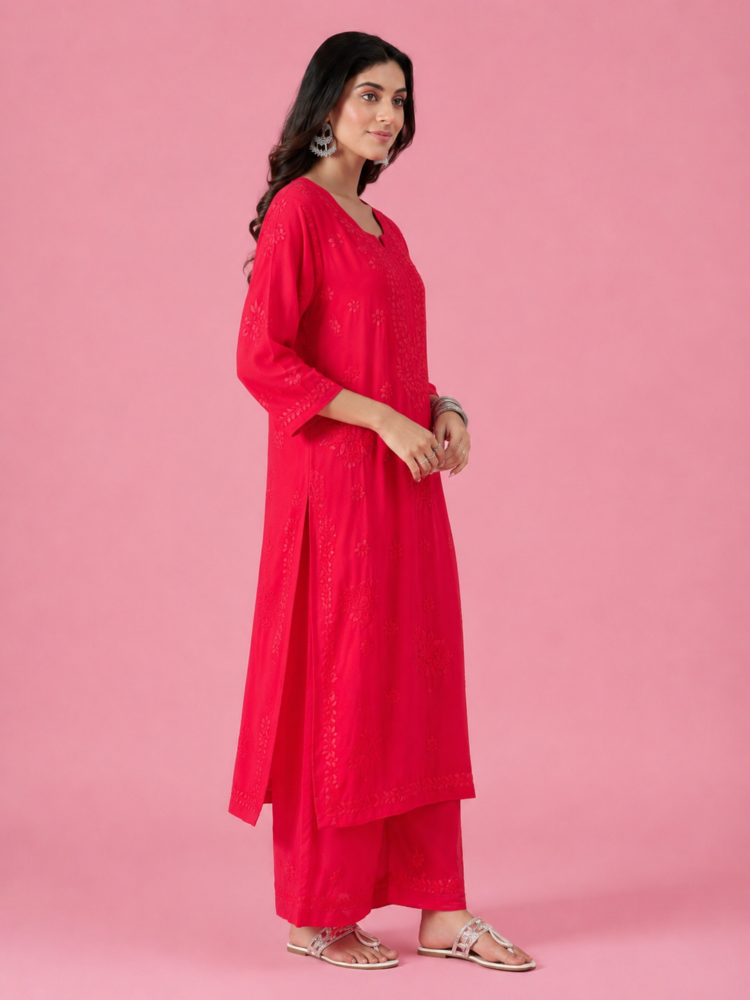 Viscose Georgette Red Kurta
